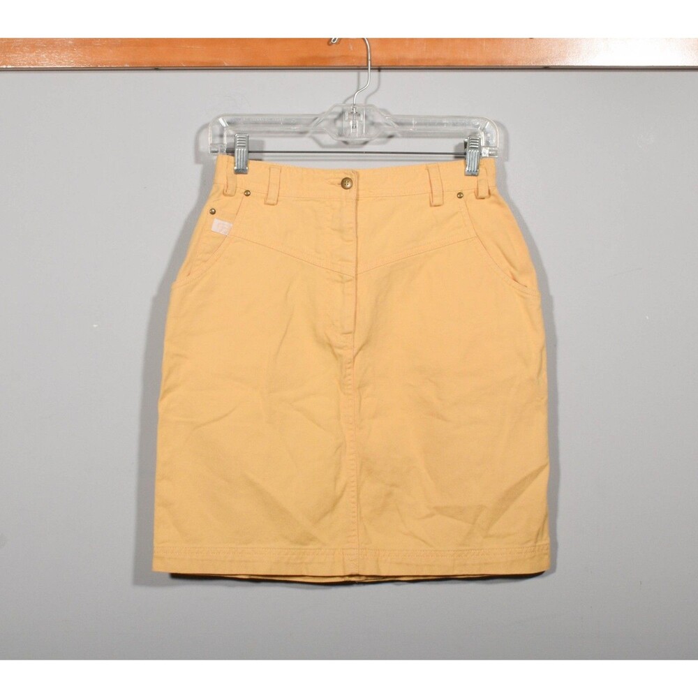 Vintage 80s Together! Butter Yellow Denim Slim Fit High Waisted Skirt Sz 10